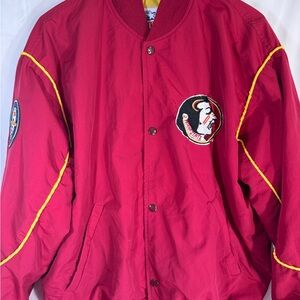 STARTER Large Red Bomber Jacket Florida State Seminoles Yellow Accents Vintage